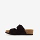 Suede dames slippers zwart