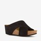 Suede dames slippers sleehak zwart