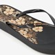 Dames teenslippers met bloemen zwart