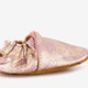 Leren babyschoenen met bloemenprint roze