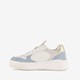 Leren dames sneakers wit blauw