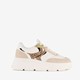 Dames dad sneakers beige wit