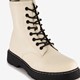 Dames veterboots lichtbeige zwart