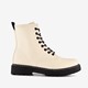 Dames veterboots lichtbeige zwart