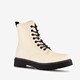 Dames veterboots lichtbeige zwart