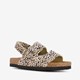 Meisjes bio sandalen met panterprint beige zwart