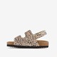Meisjes bio sandalen met panterprint beige zwart