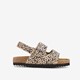 Meisjes bio sandalen met panterprint beige zwart