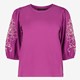 Dames top met geborduude mouwen paars