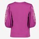 Dames top met geborduude mouwen paars