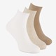 3 paar korte dames sokken beige wit