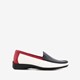 Leren dames mocassins wit blauw