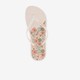 Dames teenslippers met bloemen beige