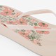 Dames teenslippers met bloemen beige