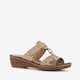 Dames slippers met sleehak taupe