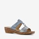 Natuform dames slippers met sleehak grijsblauw