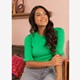 Dames trui met halflange mouw groen