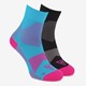 2 paar halflange compressiesokken blauw roze