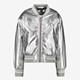 Metallic meisjes bomberjack zilver