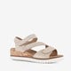Leren sandalen met lage sleehak