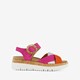 Leren dames sandalen roze oranje