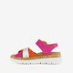 Leren dames sandalen roze oranje