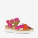 Hush Puppies leren dames sandalen roze oranje