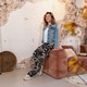 Dames flared broek bloemenprint zwart wit