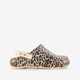 Dames klompen met panterprint beige