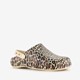 Dames klompen met panterprint beige