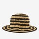 Dames strohoed gestreept beige zwart
