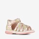 Leren meisjes sandalen met bloemen goud