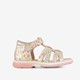 Leren meisjes sandalen met bloemen goud