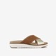 Leren dames slippers bruin goud