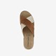Leren dames slippers bruin goud