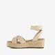 Dames espadrilles met sleehak wit beige
