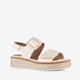 Softline dames sandalen met sleehak beige goud