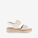 Dames sandalen met sleehak beige goud