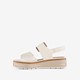 Dames sandalen met sleehak beige goud