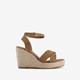 Dames espadrilles met hoge sleehak bruin