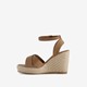 Dames espadrilles met hoge sleehak bruin