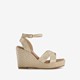 Dames espadrilles met hoge sleehak goud