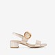 Dames sandalen met hak metallic roze