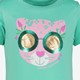 Meisjes T-shirt met panter blauw groen