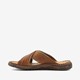 Leren heren slippers cognac bruin