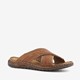 Leren heren slippers cognac bruin