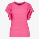 Dames T-shirt met ruches mouwen roze