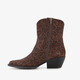 Suede dames western laarzen met panterprint bruin