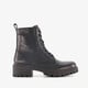 Leren dames veterboots zwart