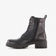 Leren dames veterboots zwart